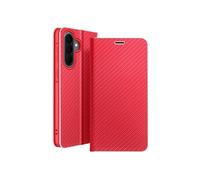 Etui Folio pour Galaxy A57 Effet Carbone Cadre Métallisé avec Porte-cartes Rouge