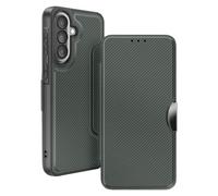 Étui Folio pour Galaxy A57 Finition Carbone avec Porte-carte Vert foncé