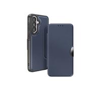Etui Folio pour Galaxy A57 Finition Carbone avec Porte-cartes Bleu nuit