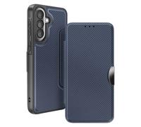 Étui Folio pour Galaxy A57 Finition Carbone avec Porte-cartes Bleu nuit