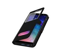 Avizar Étui Folio pour Galaxy A6 Plus Double Fenêtre avec Fonction Support Noir