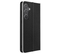 Étui Folio pour Galaxy S25 FE Effet Carbone Cadre Métallisé avec Porte-cartes Noir