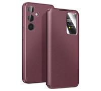 Etui Folio pour Galaxy S26 Grainé avec Fenêtre Smart View et Porte-carte Bordeaux