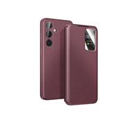 Etui Folio pour Galaxy S26 Grainé avec Fenêtre Smart View et Porte-carte Bordeaux