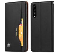 Étui Folio pour Huawei P20 Pro Housse Clapet Cuir Porte-cartes Fonction Stand Noir