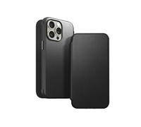 Etui Folio pour iPhone 15 Pro Magsafe avec Porte-cartes en Cuir Moderne Noir