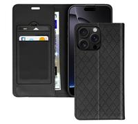 Étui Folio pour iPhone 16 Pro Losange Porte cartes Support Vidéo Noir