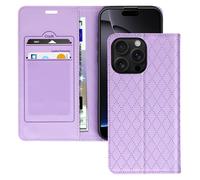 Étui Folio pour iPhone 16 Pro Losange Porte cartes Support Vidéo Violet
