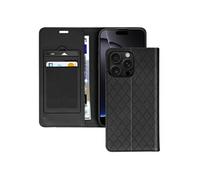 Etui Folio pour iPhone 16 Pro Max Losange Porte cartes Support Vidéo Noir