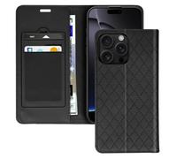 Étui Folio pour iPhone 16 Pro Max Losange Porte cartes Support Vidéo Noir