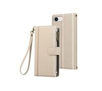 Étui Folio pour iPhone 16e à Zip avec Bandoulière Amovible Beige
