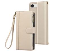 Étui Folio pour iPhone 16e à Zip avec Bandoulière Amovible Beige
