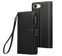 Etui Folio pour iPhone 16e à Zip avec Bandoulière Amovible Noir