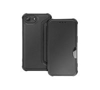 Etui Folio pour iPhone 16e Finition Carbone avec Porte-carte Noir