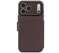 Étui Folio pour iPhone 17 Pro MagSafe en Cuir avec Coque Détachable Marron foncé