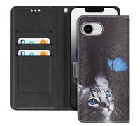 Étui Folio pour iPhone 17e avec Porte-cartes et Support Vidéo Motif Chat Noir