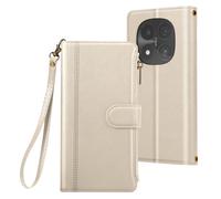 Étui Folio pour Redmi Note 14 Pro / 14 Pro Plus à Zip avec Bandoulière Amovible Beige