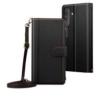 Étui Folio pour Samsung Galaxy A37 à Zip avec Bandoulière Amovible Noir