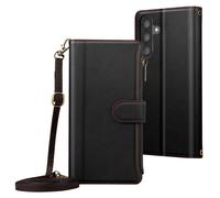 Etui Folio pour Samsung Galaxy A56 à Zip avec Bandoulière Amovible Noir