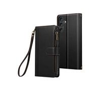 Étui Folio pour Samsung Galaxy S24 / S25 à Zip avec Bandoulière Amovible Noir