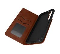 Etui Folio pour Samsung Galaxy S22 Plus Porte Carte Simili Cuir Daim marron
