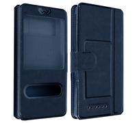 Étui Folio Taille XL Extra Slim avec Support et 2 Fenêtres de Décrochage Bleu nuit