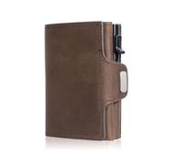 Étui for Cartes de crédit Pop-up avec Protection RFID et Compartiment Portefeuille en Cuir(Dark Coffee)