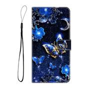 Etui for Honor X6A Coque en PU Pochette Portefeuille en Cuir Coque de Protection Housse Fermeture Magnetique Etui Rabat avec 3D Effet Motif for Honor X6A,Papillon aux Ailes Bleues