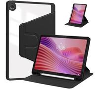Étui for Tablette avec Support Rotatif à 360 °, adapté à Lenovo Tab S10, 10.1 Pouces TB311FU 2025, Coque arrière Rigide en Acrylique Transparent(Black)