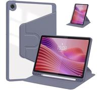 Étui for Tablette avec Support Rotatif à 360 °, adapté à Lenovo Tab S10, 10.1 Pouces TB311FU 2025, Coque arrière Rigide en Acrylique Transparent(Lavender)