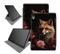 Étui Fox Flowers pour iPad 10{^>e<^} génération 10,9" version 2022 (numéro de modèle : A2696 A2757 A2777), support pliable rotatif à 360 degrés, plusieurs angles de vue avec mise en veille/réveil