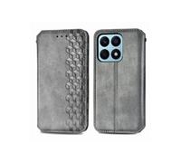 Etui FOXDOCK à rabat en cuir PU pour Honor X8B 4G résistant aux chocs avec béquille et porte-cartes compatible avec Honor X8B 4G-Gris