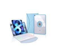 Etui FOXDOCK clavier Bluetooth avec pavé tactile pour iPad 10.2 (2021/2020/2019) rétroéclairage RVB 3 couleurs, support magnétique amovible-Bleu