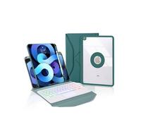 Etui FOXDOCK clavier Bluetooth avec pavé tactile pour iPad 10.2 (2021/2020/2019) rétroéclairage RVB 3 couleurs, support magnétique amovible-Vert