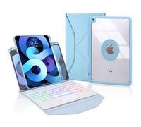 Étui FOXDOCK clavier Bluetooth avec pavé tactile pour iPad 10.2 (2021/2020/2019) rétroéclairage RVB 3 couleurs, support magnétique amovible-Bleu G