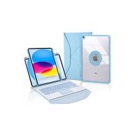 Etui FOXDOCK clavier Bluetooth avec pavé tactile pour iPad (2022) avec support magnétique amovible multi-angles et housse de protection fine-Bleu