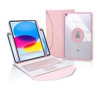 Etui FOXDOCK clavier Bluetooth avec pavé tactile pour iPad (2022) avec support magnétique amovible multi-angles et housse de protection fine-Rose