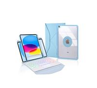 Etui FOXDOCK clavier Bluetooth avec pavé tactile pour iPad (2022) rétroéclairage RVB 3 couleurs, support magnétique amovible-Bleu