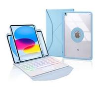 Étui FOXDOCK clavier Bluetooth avec pavé tactile pour iPad (2022) rétroéclairage RVB 3 couleurs, support magnétique amovible-Bleu Bleu G