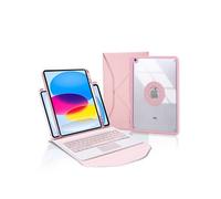 Etui FOXDOCK clavier Bluetooth avec pavé tactile pour iPad (2025) avec support magnétique amovible multi-angles et housse de protection fine-Rose