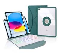 Étui FOXDOCK clavier Bluetooth avec pavé tactile pour iPad (2025) rétroéclairage RVB 3 couleurs, support magnétique amovible-Vert G