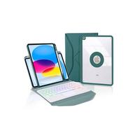 Etui FOXDOCK clavier Bluetooth avec pavé tactile pour iPad (2025) rétroéclairage RVB 3 couleurs, support magnétique amovible-Vert