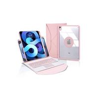 Étui FOXDOCK clavier Bluetooth avec pavé tactile pour iPad Air (2022)/iPad Air 5 avec support magnétique amovible multi-angles et housse de protection fine-Rose