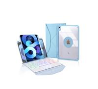 Étui FOXDOCK clavier Bluetooth avec pavé tactile pour iPad Air (2022)/iPad Air 5 rétroéclairage RVB 3 couleurs, support magnétique amovible-Bleu