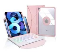 Etui FOXDOCK clavier Bluetooth avec pavé tactile pour iPad Air (2022)/iPad Air 5 rétroéclairage RVB 3 couleurs, support magnétique amovible-Rose