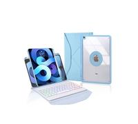 Étui FOXDOCK clavier Bluetooth pour iPad 10.2 (2021/2020/2019) avec rétroéclairage tricolore, support magnétique amovible et réglable, housse de protection légère-Bleu