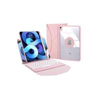 Étui FOXDOCK clavier Bluetooth pour iPad 10.2 (2021/2020/2019) - Clavier magnétique détachable, coque transparente ultra-fine, batterie 30 heures, chargement Type-C - Rose