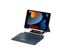 Etui FOXDOCK clavier Bluetooth pour iPad 10.2 (2021/2020/2019) pouces, pavé tactile rétroéclairé, support amovible et design flottant-Noir