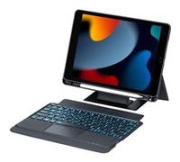 Etui FOXDOCK clavier Bluetooth pour iPad 10.2 (2021/2020/2019) pouces, pavé tactile rétroéclairé, support amovible et design flottant-Noir