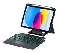 Étui FOXDOCK clavier Bluetooth pour iPad (2022)/iPad 10th Gen 10.9 pouces, pavé tactile rétroéclairé, support amovible et design flottant-Noir Noir G